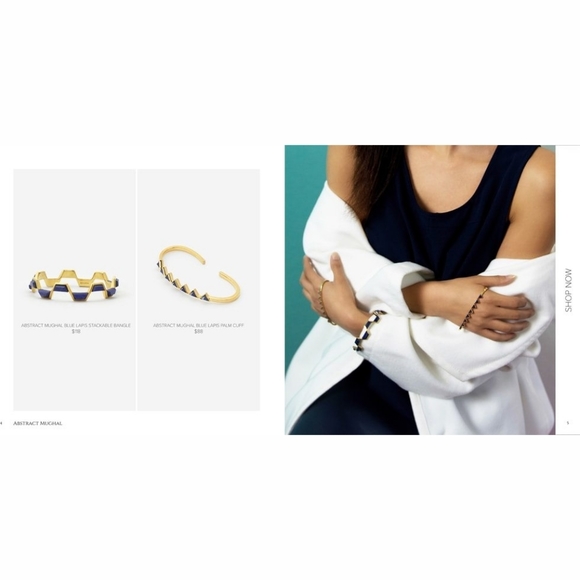 Isharya Abstract Mughal Blue Lapis & Gold Bracelet - Picture 8 of 10